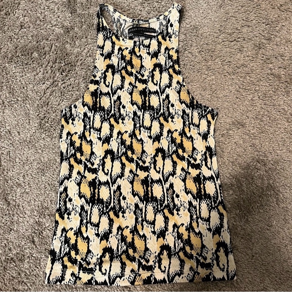 Urban Outfitters Black and Yellow Snake Print Tank Top
